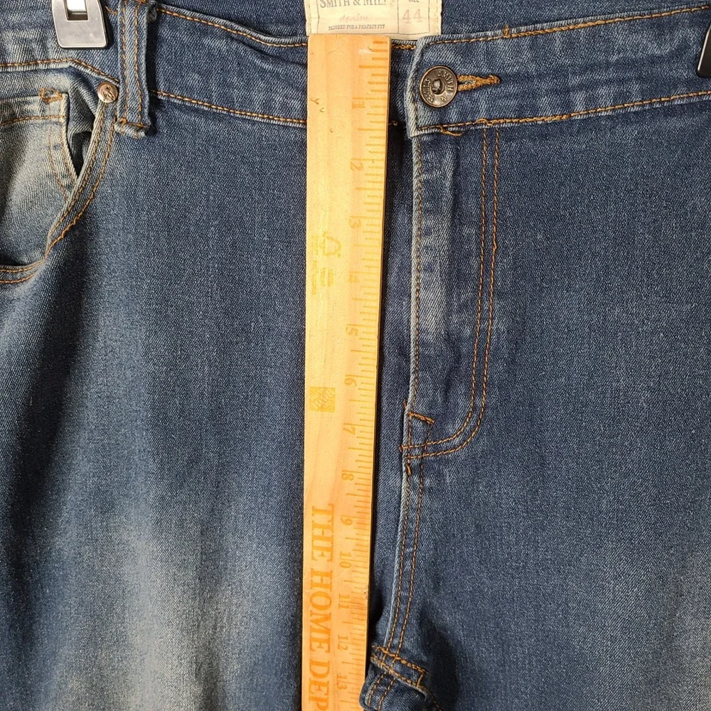 Smith & Mills Denim Jeans Mens 44x32 Blue Stretch Slim Straight Cotton Blend‎